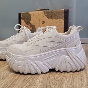 Bershka White Platform Sneakers